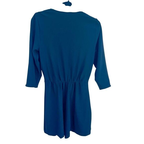 Boston Proper Black V Neck Open Sleeve Faux Wrap Shorts Romper Size Small - Picture 4 of 4